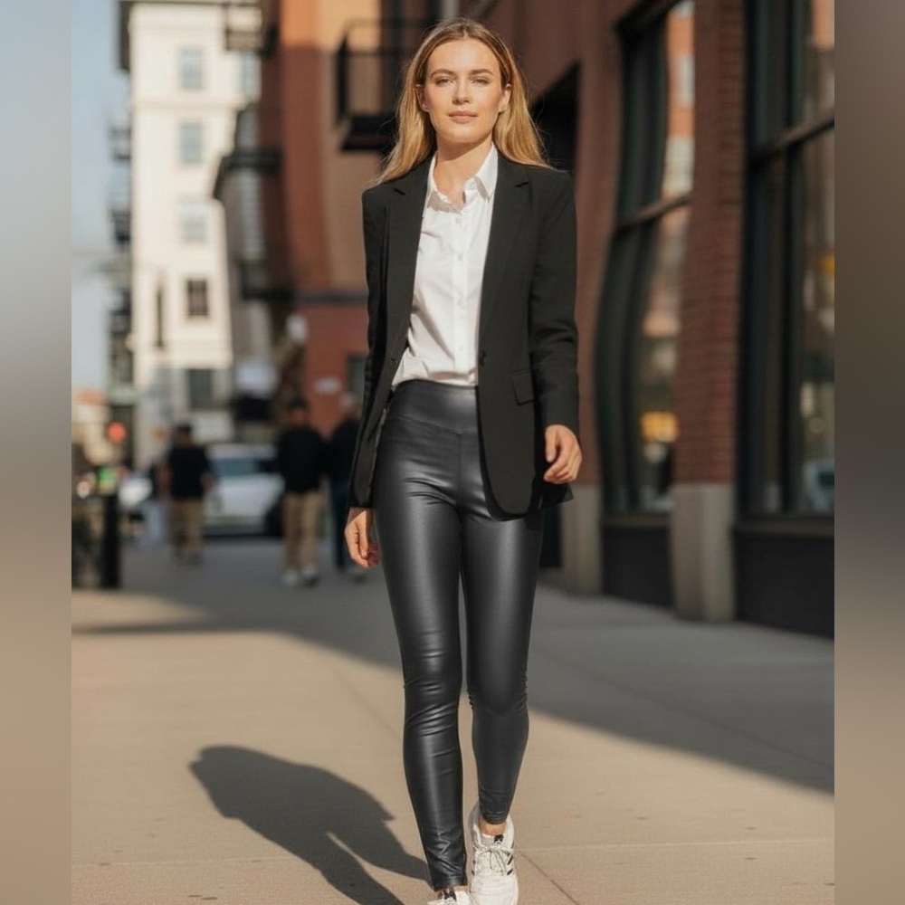 LYSSE DARK SMOKY GRAY VEGAN LEATHER LEGGING Size XS EXCELLENT CONDITION!
